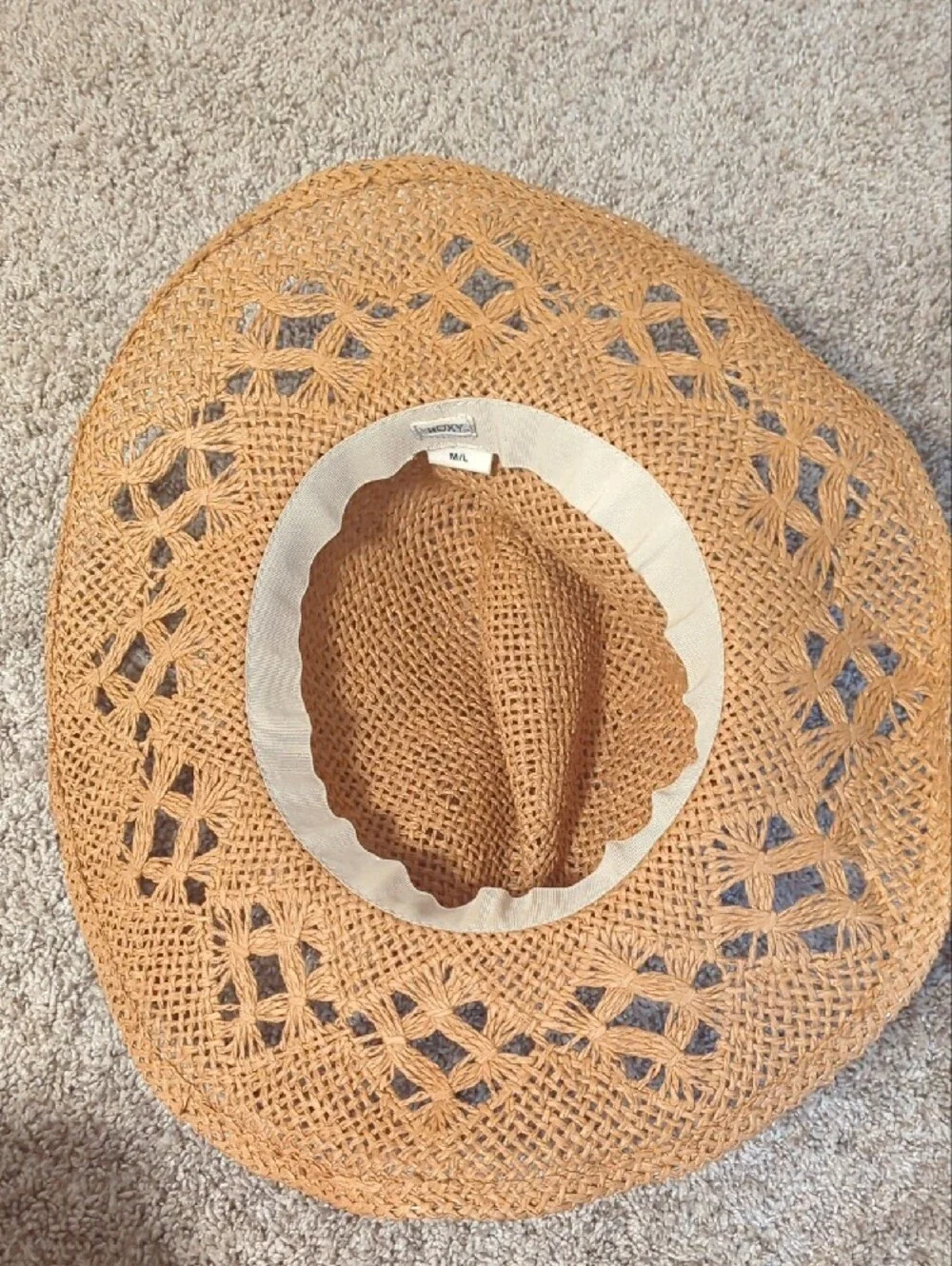 Roxy Woven Straw Fedora with Coral Band